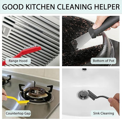 Crevice Cleaning Brush Set, Multi-Purpose Hard Bristle Brushes for Deep Cleaning Kitchen, Bathroom, Grout, Sink, Cup, Teapot, Bottle, Blender, Corners, Tight Spaces & More (12)