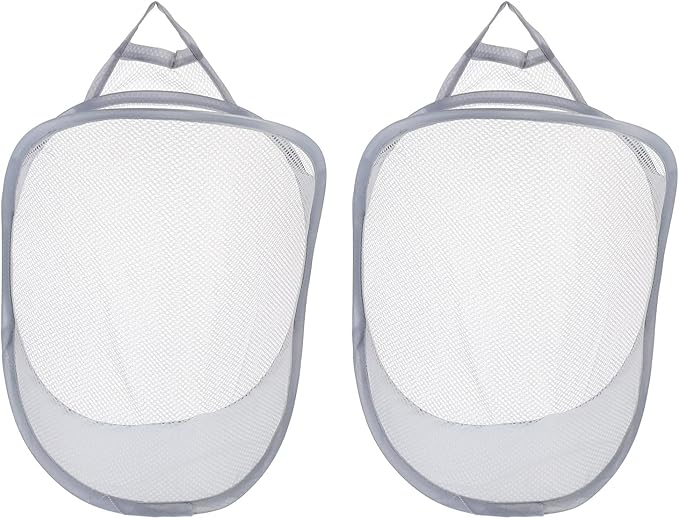Luxshiny 2pcs Portable Folding Laundry Storage Baskets Breathable Wall-mounted Containers for Dirty Clothes Organization Bedroom and Bathroom