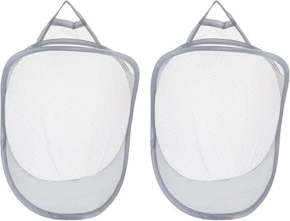 Luxshiny 2pcs Portable Folding Laundry Storage Baskets Breathable Wall-mounted Containers for Dirty Clothes Organization Bedroom and Bathroom