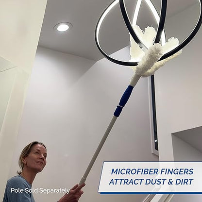 Unger Connect and Clean Microfiber Feather Duster for Household Cleaning and Dusting, Cleans Fragile Objects, Glassware, Vases, Picture Frames, Machine Washable, Compatible with Threaded Pole