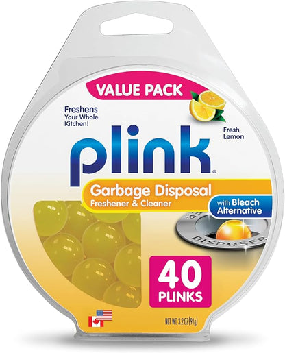 Plink Garbage Disposal Cleaner, Freshener & Odor Removing Balls, Easy to Use, Fresh Lemon Scent, 40 Count