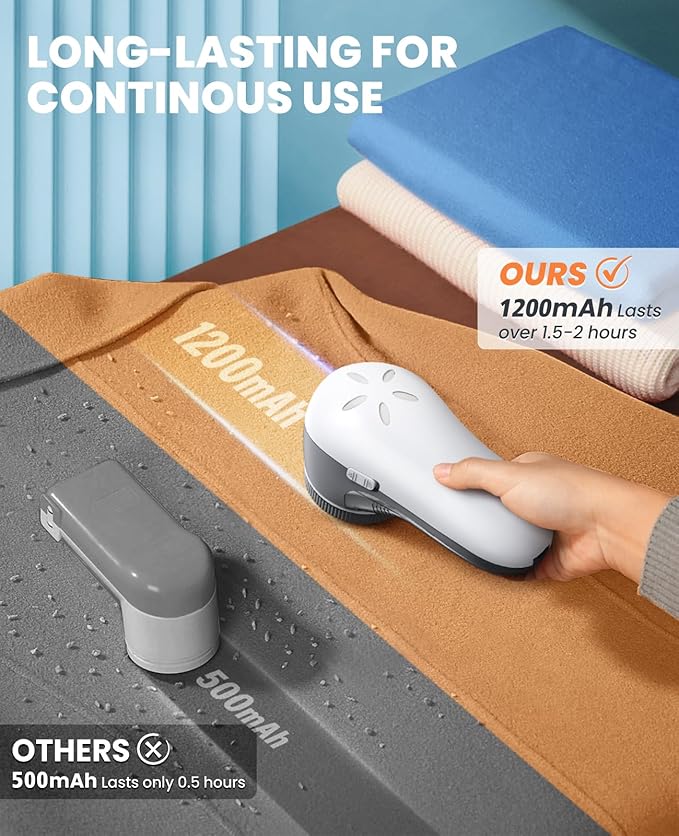 POPCHOSE Fabric Shaver, Lint Shaver for Clothing, Electric Lint Remover with 6-Leaf Blades, Sweater Shavers to Remove Pilling, Clothes Shaver for Couch, Furniture, Fuzz, Lint Ball, USB Rechargeable
