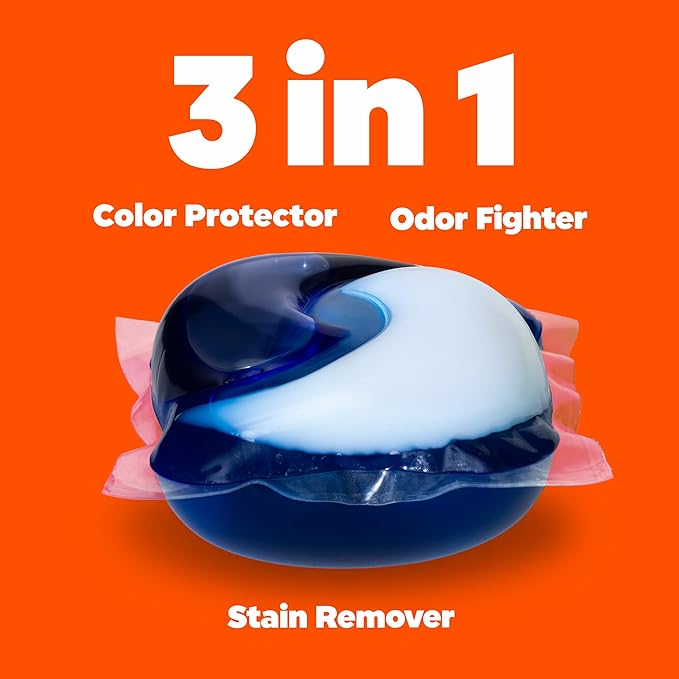Tide PODS laundry detergent pacs, 3-in-1 Stain Remover, Odor Fighter, Color Protector, 42 Count, HE compatible, Spring Meadow Scent