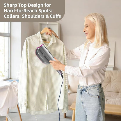 Travel Steamer for Clothes, 2-in-1 Steamer & Iron for Clothes,15s Fast Heat-up, 1200W Portable Handheld Garment Steamer, Large Ceramic Heat Panel for Home, Office,Travel(ONLY FOR 120V), Rose Red