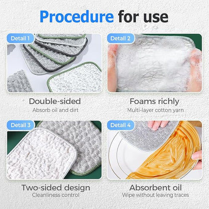 Multipurpose Wire Dishwashing Rags for Wet and Dry, Double Layer Wire Cleaning Cloths for Sinks Pots Pans, Thick Non Scratch Wire Dishcloth Scrubbing Pads Kitchen Supplies, Towel Wire Cleaning (5)