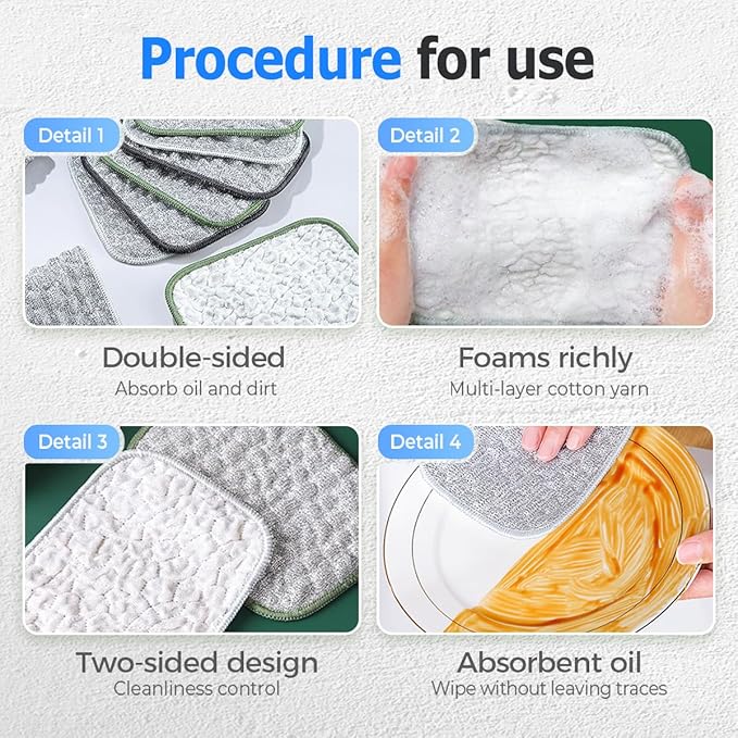 Multipurpose Wire Dishwashing Rags for Wet and Dry, Double Layer Wire Cleaning Cloths for Sinks Pots Pans, Thick Non Scratch Wire Dishcloth Scrubbing Pads Kitchen Supplies, Towel Wire Cleaning (10)