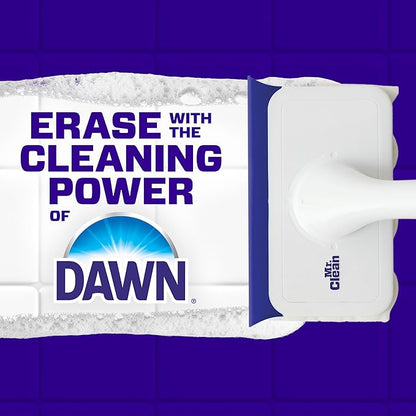 Mr. Clean Magic Eraser Shower & Tub Scrubber, Bathroom Cleaner, All in One Bathroom Cleaner, Lemon Starter Kit, 2 Scrubber, 5 Foaming Magic Erasers, 1 Whole Home Extra Durable Magic Eraser
