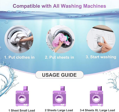 Laundry Detergent Sheets - 200 Loads, Lavender Scent, Compact, Lightweight, Eco-Friendly, Hypoallergenic, Portable, Save Space and Travel