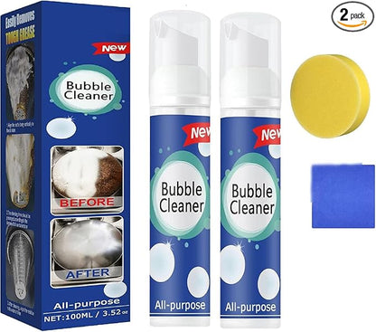 (100ML*2PCS) Bubble Cleaner Foam,Foaming Heavy Oil Stain Cleaner,All-Purpose Rinse-free Cleaner Spray,Kitchen Deep Cleaning Spray,Powerful Stain,Stubborn Grease & Grime Remover Bubble Spray (2)