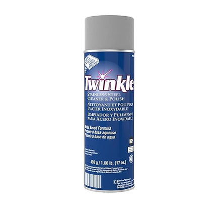 Diversey 991224 Twinkle Stainless Steel Cleaner & Polish, Removes Tarnish from Brass, Aluminum & Chrome, Lemon Scent, Aerosol Spray, 17-Ounce