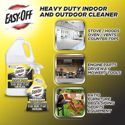 Easy-Off Heavy Duty Degreaser Cleaner Spray, 32 Ounce (Pack of 2+Cloth)
