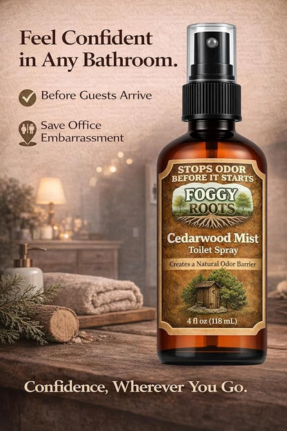 Cedarwood Pre-Poop Toilet Spray – Stops Odor Before It Starts, Bathroom Odor Eliminator for Toilet, 4 oz (200+ Uses) Travel, Home & Work