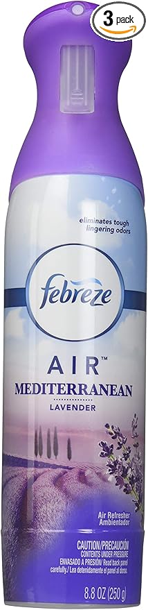 Febreze Air - Air Freshener Spray - Mediterranean Lavender - Net Wt. 8.8 OZ (250 g) Per Bottle - Pack of 3 Bottles