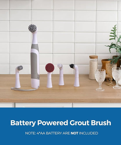 kHelfer Electric Cleaning Brush with Battery Power, KH6A Small Electric Grout Brush&5 Replacement Brush, Lightweight Waterproof Stainless Steel Wire Brush for Grout, Tile, Corner, Kitchen, Bathroom
