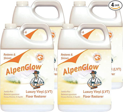 Alpenglow Luxury Vinyl Floor Restorer – High-Gloss Polish & Scratch Repair, Streak-Free Shine, Easy to Apply (Case of 4, Gallon)