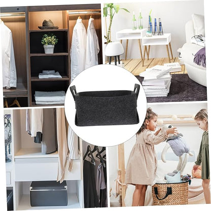 INOOMP Foldable Dirty Clothes Storage Basket Deep Grey Felt Laundry Hamper for Bedroom and Bathroom Large Capacity Organizer for Household Sundries
