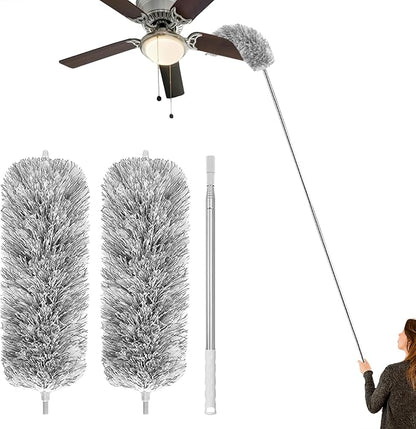 Feather Duster for Cleaning Extendable - Feather Duster for Cleaning The Indoor. 110 in Long Duster with Extension Pole for Clean Ceilings and Fans. Microfiber Duster for Blinds. Washable Dduster