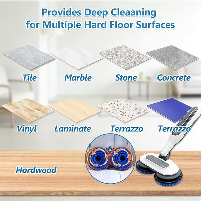 4 Pack S7001 Upgraded Steam Mop Replacement Brush Pads, Compatible with Shark S8201/S8001/S7201/S7000 Series Steam and Scrub Mop, Nylon Bristle for Polishing Hard Floors (2 Blue, 2 Gray)