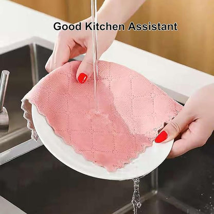 12-Pack Kitchen Cloth, Dish Towels, Microfiber Cleaning Cloths, Premium Coral Fleece Reuseable Fast Drying Cloths for Kitchen, Bathroom, Restroom and Household Cleaning Supplies, 10"×10"