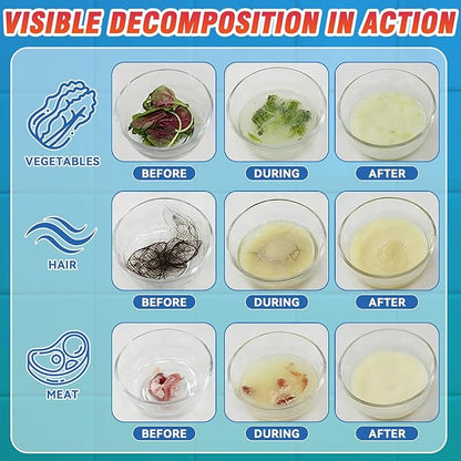 Drain Clog Remover, Crystal Lye Drain Opener, Hair Drains Clog Remover Unclog Bathroom and Kitchen Sinks, Drains, Shower Pipes, Removes Hair, Soap Scum, Blockages, 260g