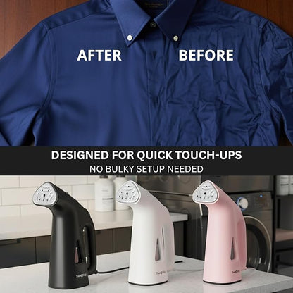True & Tidy Compact Handheld Garment Steamer for Clothes, Travel Steamer with Stainless Steel Nozzle, 800 watts, Black