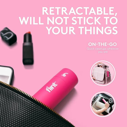 Flint Classic Pink Retractable Mini Lint Roller with 90 Extra Sticky Sheets, Small and Portable Lint Roller, Ideal Pet Hair Remover, Travel Lint Rollers for pet Hair Extra Sticky