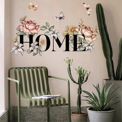 Home Floral and Butterfly Wall Stickers Waterproof Peel and Stick Removable Wall Decals for Bedroom Living Room Bathroom