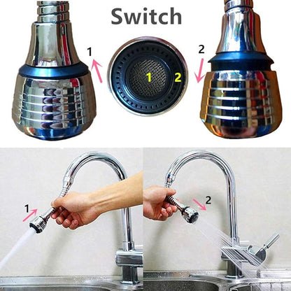 Flexible Faucet Sprayer Attachment 360 ° Kitchen Sink Aerator Extender ABS Polished Chrome for Cold Hot Water (Silver）