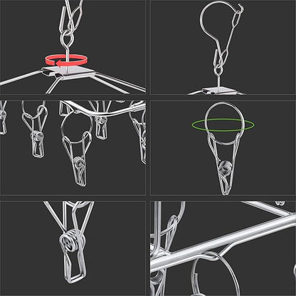 KK5 Clothes Drying Racks Heavy Duty Laundry Drip Hanger Stainless Steel Laundry Foldable Drying Rack Clothing, Towels, Underwear, Lingerie, Socks - 30Clips