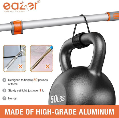Eazer Floor Squeegee Broom: Heavy Duty Scrubber with Extendable 60'' Aluminum Pole and Rubber Blade for Kitchen, Swimming Pool, Concrete Floors,Shower,Tiles,Garages,Windows,Glass,Pet Hair Removal