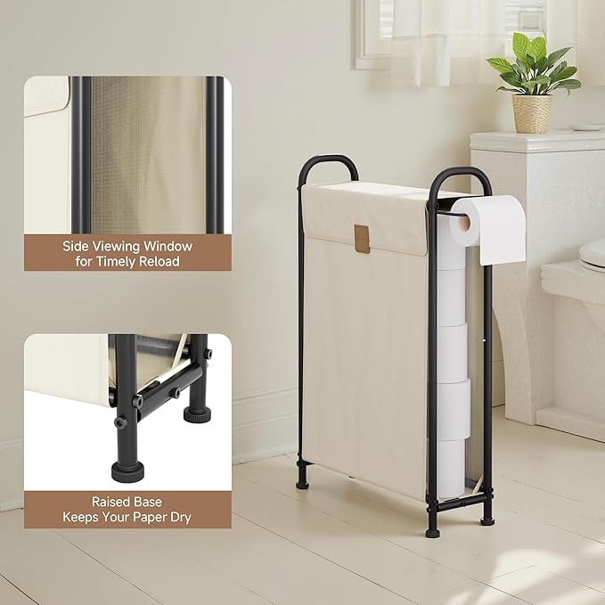 StorageWorks Slim Laundry Hamper with Flip Lid, Narrow Laundry Basket with Hooks, Breathable Mesh Clothes Organizer for Closet, Laundry Room, Bathroom, Beige