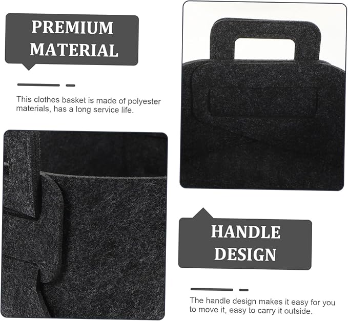 iplusmile Foldable Laundry Basket Organizer with Handles Felt Storage Bin for Dirty Clothes Household Items Sturdy Collapsible Hampers for Bedroom Nursery Closet Deep Gray