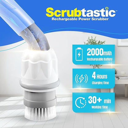 Scrubtastic Spin Scrubber, Electric Shower Scrubber – Rechargeable, Multipurpose Extendable Tile Cleaner, Bathroom, Floor & Grout Bathtub Power Scrubber with 3 Rotating Brush Heads, Improved for 2022