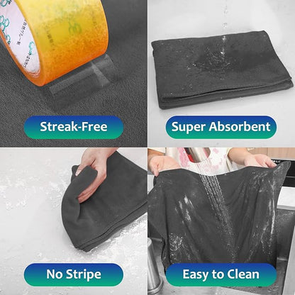 Newwiee 3 Pcs Extra Large Microfiber Cleaning Cloth 30" x 20" Washable Reusable Microfiber Towel Streak Free Lint Free Cloth for Cleaning Home Glass Office Window Bathrooms (Gray)