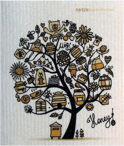 SWEDEdishcloths - Cellulose Sponge Dish Towels - Mixed Set of 3 (One of Each Design) Bees & Honey Swedish Dish Cloths