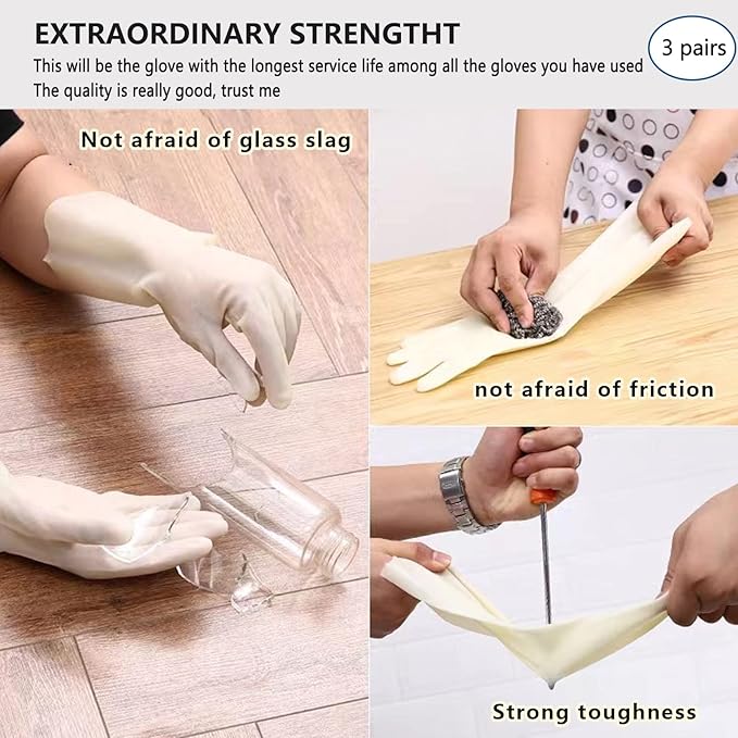 Cleaning Gloves,Dish Gloves,Gloves for Washing Dishes,Heavy-Duty, Durable, Non-Slip,Long Service Life,3 Pairs