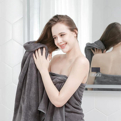 GraceAier Microfiber Bath Towels 4 Pack, 28x56 Inch Coral Velvet Quick Dry Towel Set, Highly Absorbent, Ultra Soft & Lint-Free for Bathroom, Gym, Travel and Swim-Grey