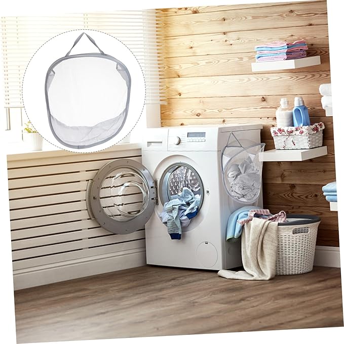 MAGICLULU 1pc Hanging Laundry Bag Foldable Gray Storage Basket for Clothes Multifunctional Wall-mounted Organizer for Bathroom Bedroom Dormitory Use