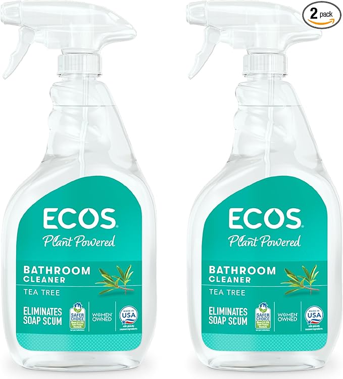 ECOS Bathroom Cleaner - Shower, Tile & Bathtub - All Purpose Cleaning Spray & Shower Cleaner - No Scrub or Rinse Needed for Soap Scum Remover- Natural Bathroom Cleaning Supplies ( Pack of 2 )