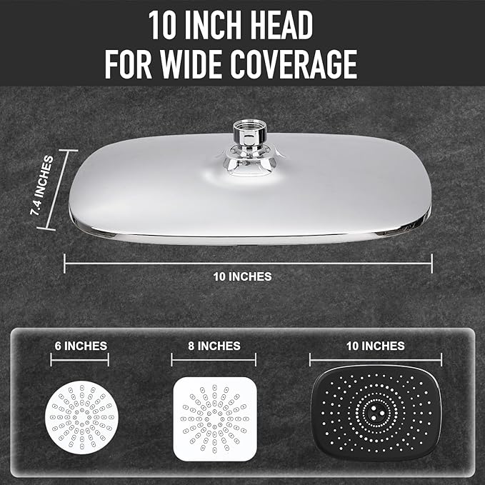 Veken 10'' Rain Shower Head with Handheld, High Pressure Rainfall Showerhead Combo with 5 Handheld Water Spray Modes for Bathroom Accessories, Home Decor, Detachable Dual Shower Heads, Chrome Silver