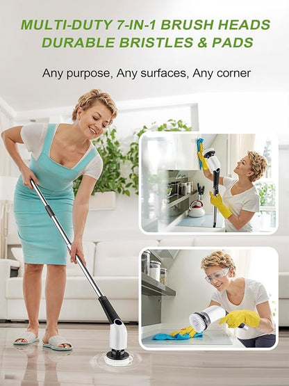 7-in-1 Replacement Brush Heads Set of Electric Spin Scrubber, Cleaning Portable Cordless Shower Power Scrubber Heads, Household Tools for Bathroom Kitchen Bathtub Tile Floor Car & Wheel