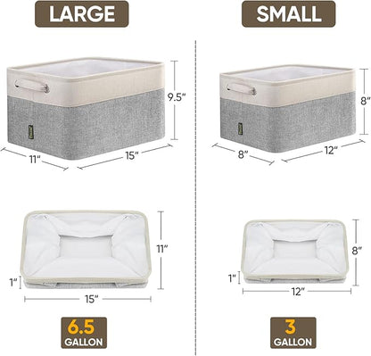 BALEINE 2 Pack Fabric Closet Storage Bins for Shelves, Linen Closet Organizers and Storage, Decorative Baskets for Organizing, Shelf, Clothes, Home, Office (Grey, 12"x8"x8")