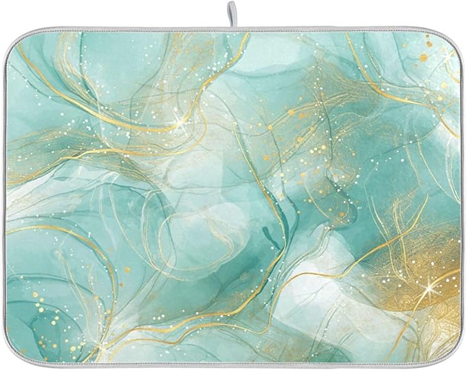 Teal Turquoise Microfiber Dish Drying Mat Large Size Cyan Mint Liquid Drying Mat Drainer Mat for Countertop Dish Drying Pads 18 x 24 Inches