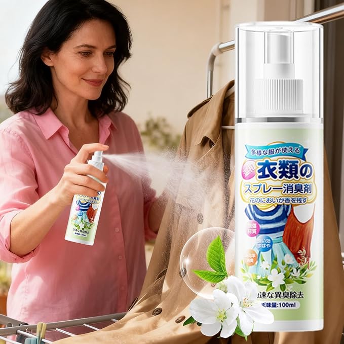 Clothing Refresher Spray, 100ml Washless Clothes Deodorizer, Flower Scent Fabric Freshener for Jacket, Shoe, Hat, Sofa, Travel, Home, Winter Care