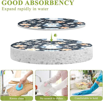 Owl Kitchen Scrub Sponges, Pop-up Kitchen Cleaning Sponges Reusable Dish Washing Sponges for Bathroom Household Cleaning 3 Pack - Non Scratch Scrubber