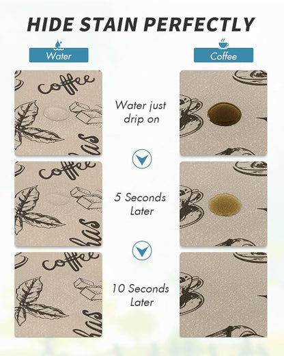 AMOAMI Coffee Mat Hide Stain Rubber Backed Absorbent Dish Drying Mat for Kitchen Counter - Fits Under Coffee Maker & Espresso Machine (12x19, Milk Tea)