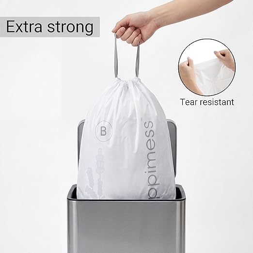 happimess 5.3 Gallon (20L) Drawstring Trash Bags, Lavender Scent, White, Heavy Duty MDPE Liners for Kitchen and Household, Odor Control, Custom Fit 60 Count (3-Packs of 20 Liners) HPM3101B-WHITE
