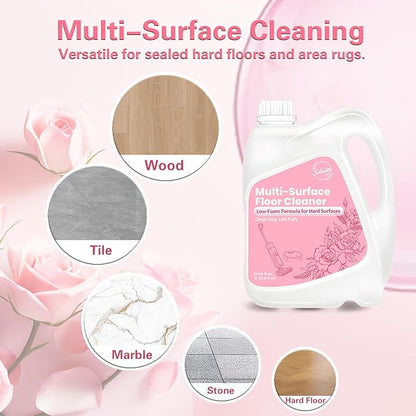 Snowlily 33.8 FL OZ Floor Cleaning Solution Compatible with Robot Vacuum, Residue & Streak Free, Low Foam Floor Cleaner for Mopping, for All Robot Vacuum Mops & Wet Dry Vacuum Cleaners, Rose