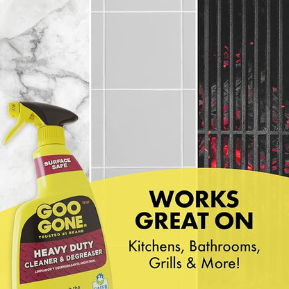 Goo Gone Heavy Duty Cleaner & Degreaser Spray With Microfiber Cleaning Towel – Cuts Through Tough Grease, Oil & Grime - 32 Oz (2 Pack + Towel)