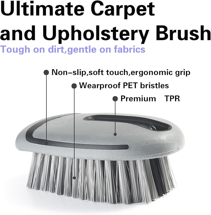 Carpet and Interior Cleaning Brushes, car wash Brush, Carpet Washing Brushes, Hard Bristle Detail Brushes, car and Home Interior Leather Brushes (Grey)